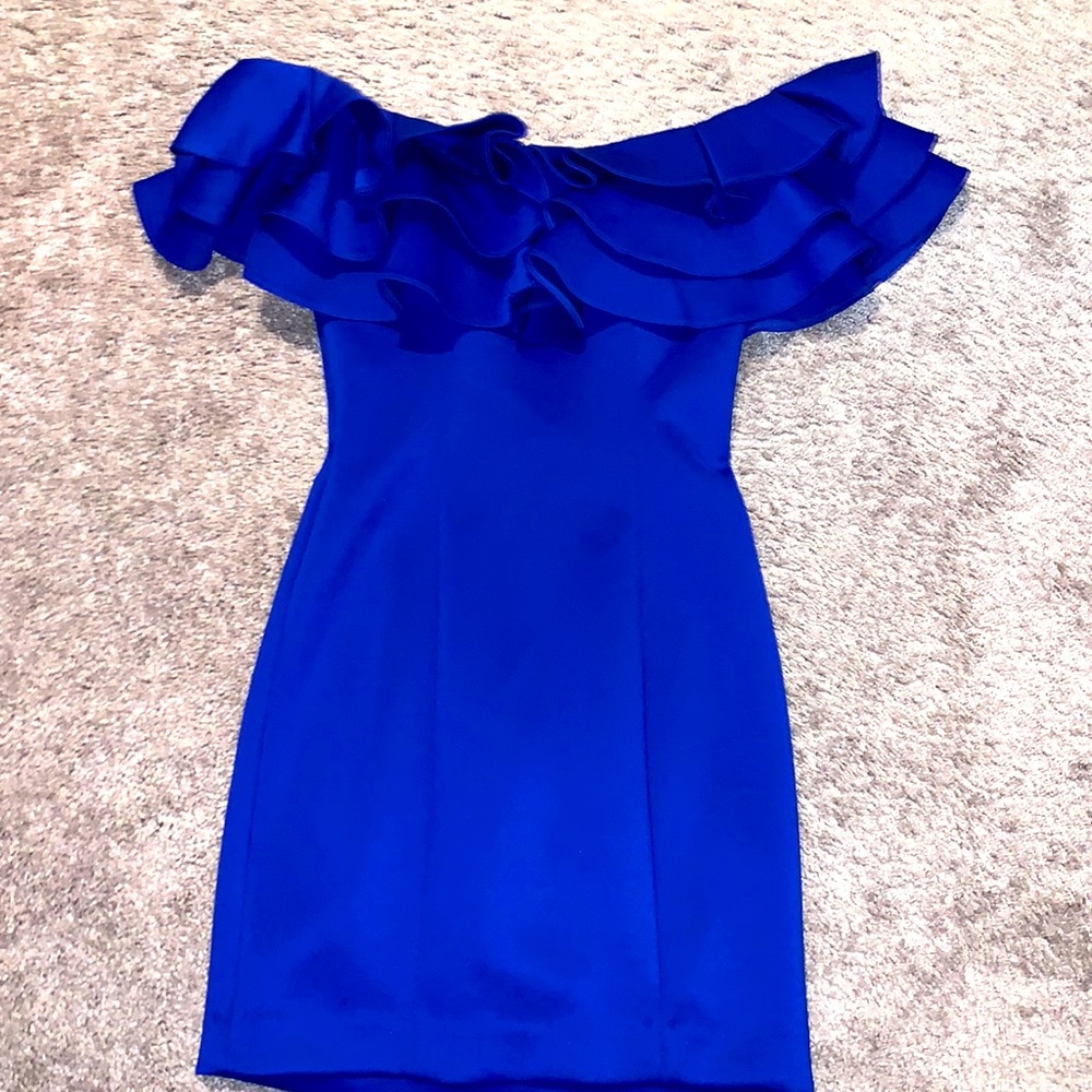 Formal blue ruffle dress